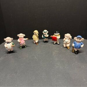 Lot 7 Danbury Mint Piggies Collection Dealer, Hamlet, Hunter, Pigoletto, Matador